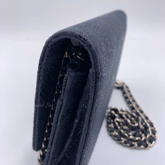 Authentic CHANEL Lace Embossed Wallet-on-the-chain WOC Crossbody Flap bag - Picture 6 of 16